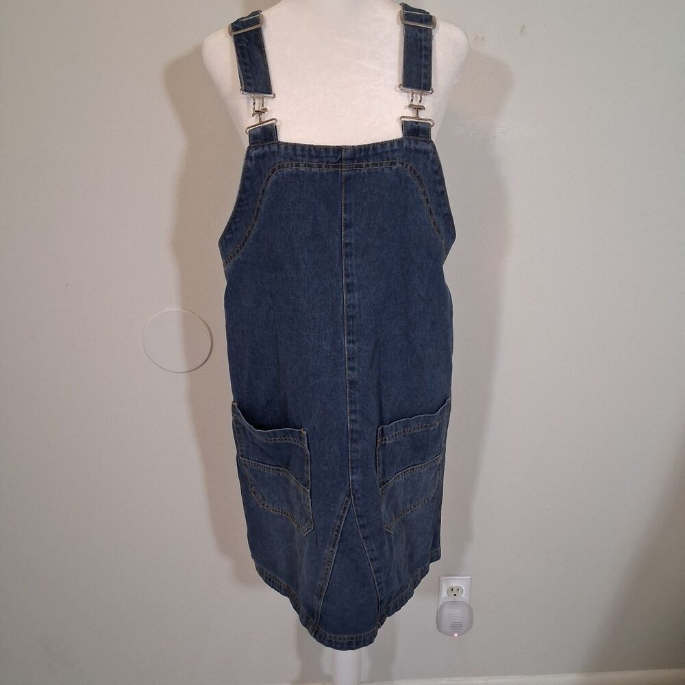 NWT Denim Overall Mini Dress Women's Sz M Casual Relaxed Fit Country Ranch Farm - Picture 2 of 11